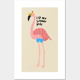 Flamingo Summer Body Posters and Art